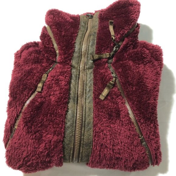 Kuhl womens M wine red fuzzy full zip fleece hoodie jacket teddy bear cozy - Picture 12 of 12